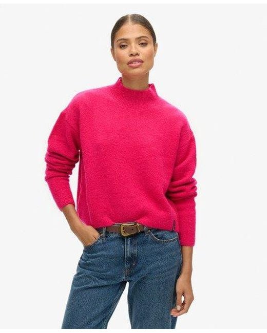 Superdry Red Vintage Essential Mock Neck Jumper