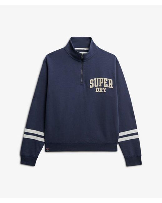 Superdry Blue Athletic Essentials Applique Half Zip Sweatshirt