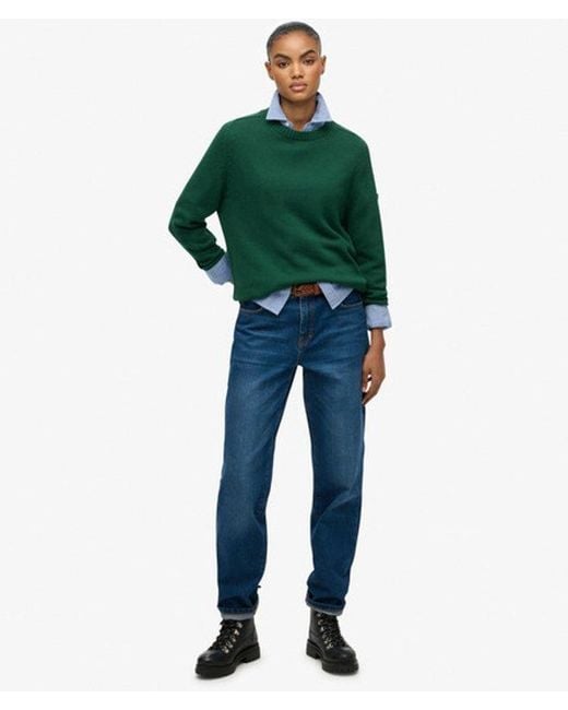 Superdry Green Slouchy Knitted Crew Jumper