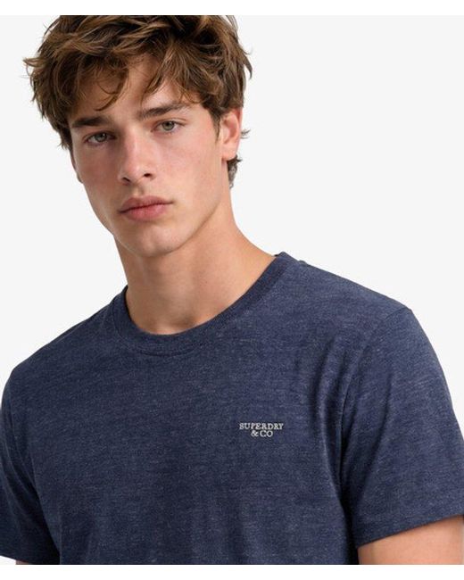 Superdry Blue & Co Essential Stacked Logo Embroidered T-shirt for men