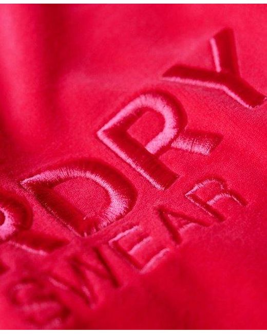 Superdry Wijdvallend Velours Sweatshirt Met Print En Ronde Hals in het Red