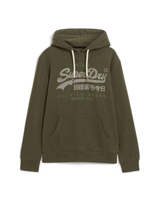 Superdry Green Mens Classic Vintage Logo Heritage Hoodie for men