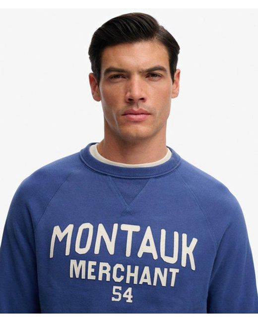 Superdry Blue & Co Merchant Vintage Applique Sweatshirt for men