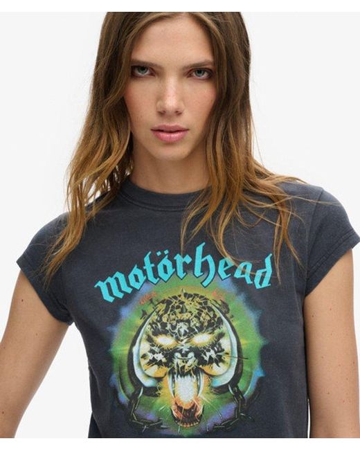 Superdry Blue Motörhead X Cap Sleeve Band T-shirt