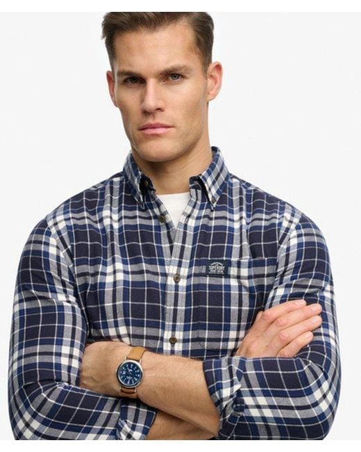 Superdry Blue & Co Long Sleeve Cotton Lumberjack Shirt for men