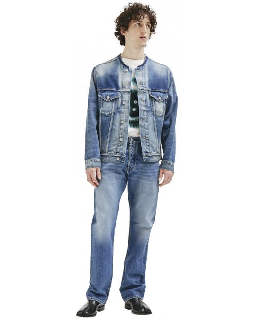 collarless denim jacket men