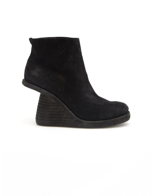 Guidi Wedge Heel Suede Ankle Boots in Black - Lyst