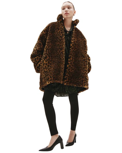 Balenciaga Leopard-print Faux Fur Jacket in Brown - Lyst