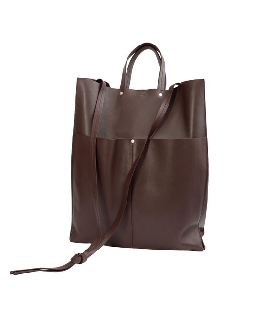 leather tote with pockets