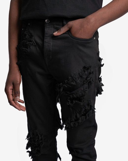 Rick Owens DRKSHDW Distressed Detroit Cut Denim in Black for Men