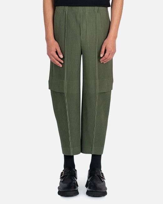 Homme Plissé Issey Miyake Cargo Pants in Green for Men | Lyst