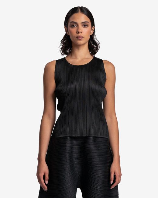 Pleats Please Issey Miyake Basics Sleeveless Top in Black | Lyst