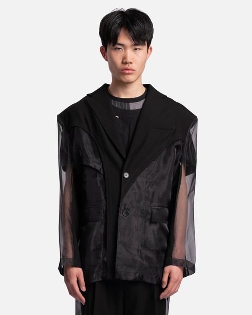 Feng Chen Wang Sheer Deconstructed Suit in Black for Men | Lyst UK