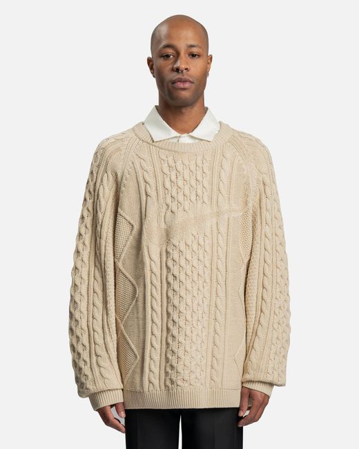 Nike Sportswear Cable Knit Sweater in Natural for Men | Lyst