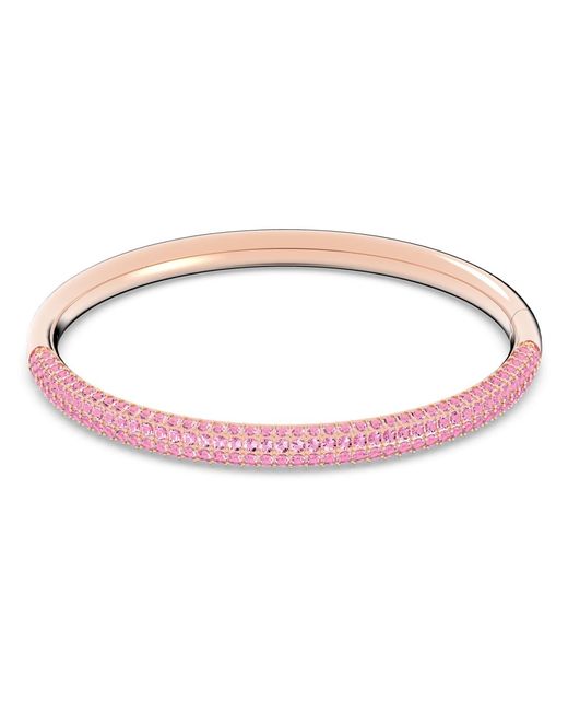 Swarovski Stone Bangle Bracelet With Pink Crystal Pavé On A Rose Gold-tone Finish Setting