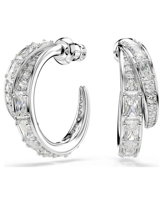 Swarovski Metallic Vienna Hoop Earrings, Mixed Cuts, Rhodium Plated