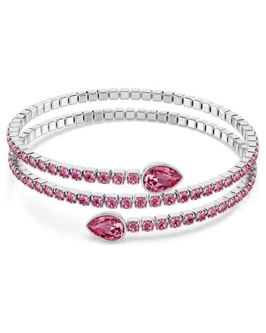 Swarovski Pink Twisty Cuff, Mixed Cuts, Rhodium Plated