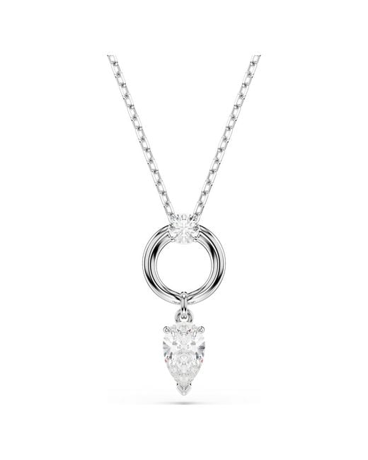 Swarovski Metallic Mesmera Pendant, Pear Cut, Rhodium Plated
