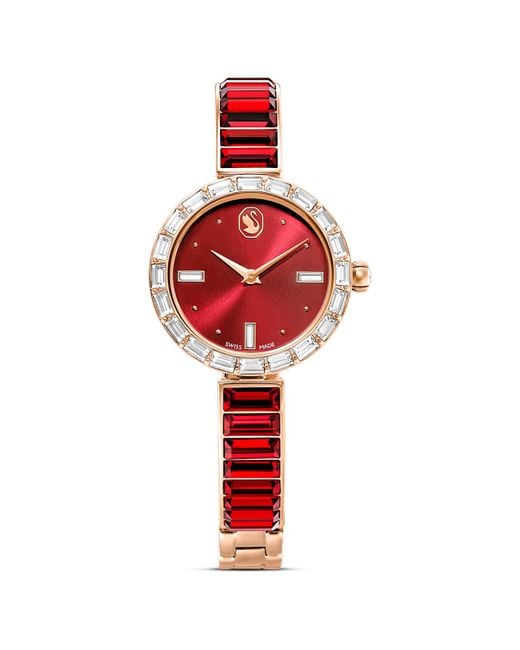 Swarovski Red Matrix bangle uhr, schweizer produktion, kristallarmband