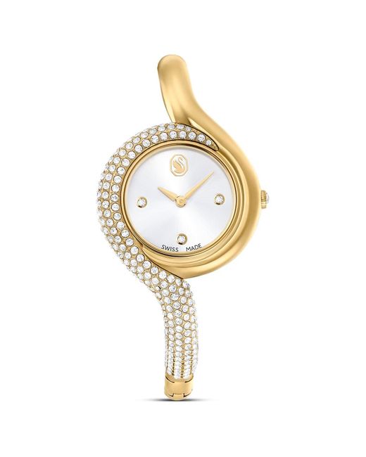 Orologio dextera asymmetric, fabbricato in svizzera, bracciale di metallo, tono dorato, finitura in tono dorato di Swarovski in Metallic