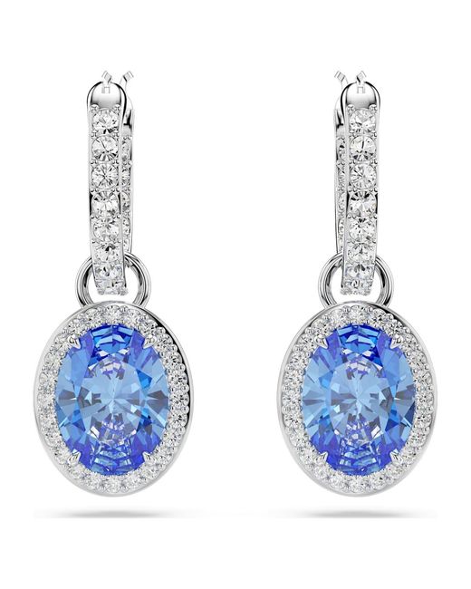 Pendientes una angelic, talla ovalada Swarovski de color Blue