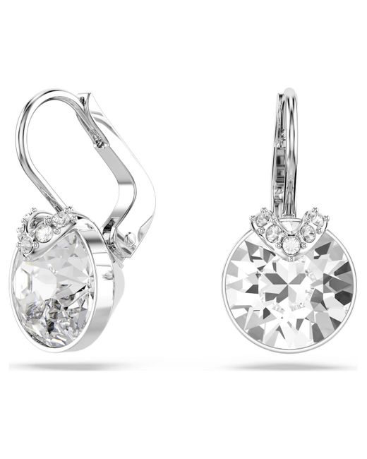 Swarovski Metallic Bella V Drop Earrings, Round Cut, Rhodium Plated