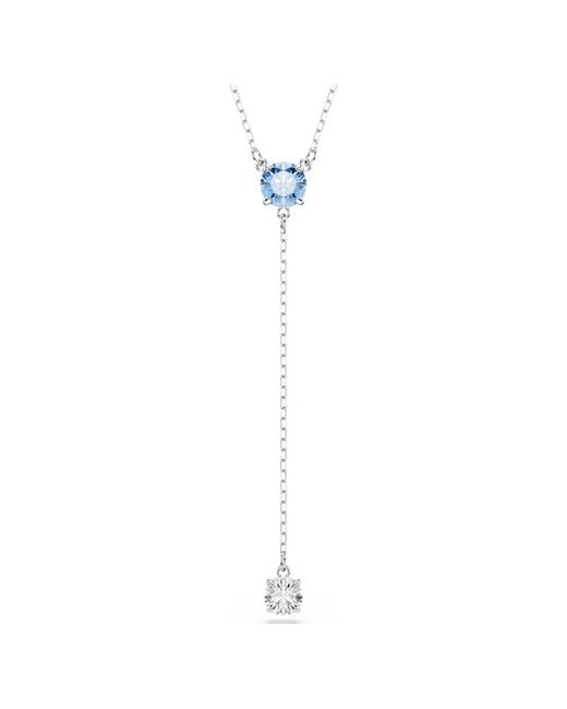 Swarovski White Stilla Attract Y Necklace, Round Cut, Rhodium Plated