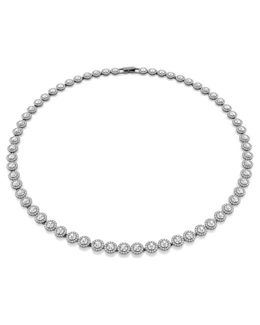 Swarovski Women's Metallic Una Angelic Tennis Necklace, Round Cut, Long, Ruthenium Plated