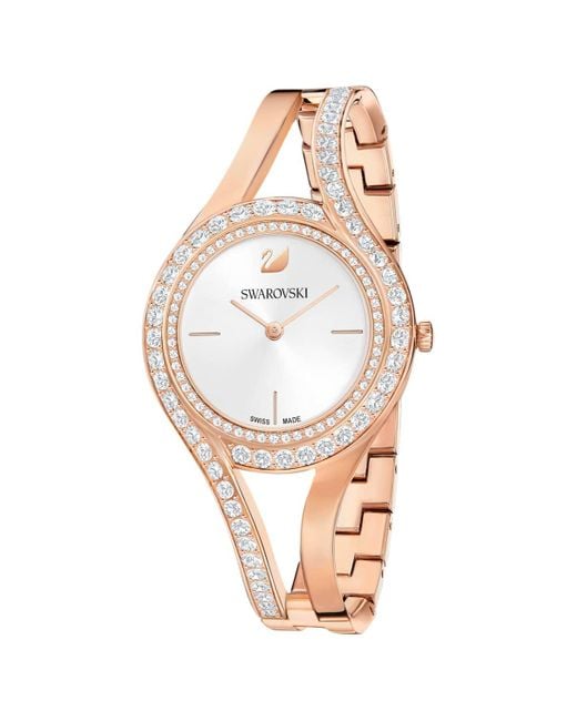 Orologio eternal, fabbricato in svizzera, bracciale di metallo, tono oro rosa, finitura in tono oro rosa di Swarovski in Metallic