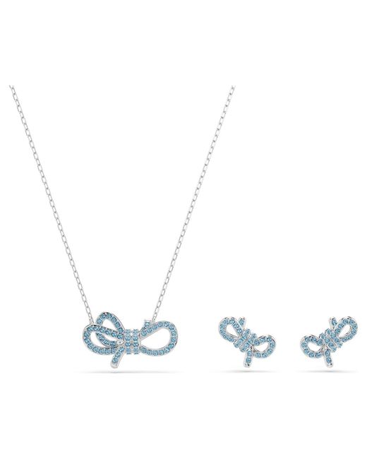Swarovski Blue Lifelong Bow Set, Bow, Rhodium Plated