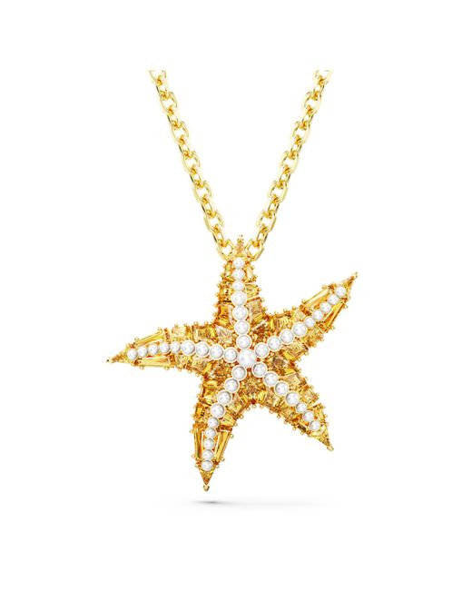 Pendentif idyllia, crystal pearls, étoile de mer, ton doré, placage de ton or Swarovski en coloris Metallic