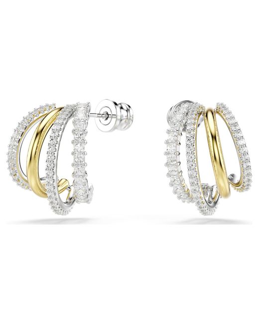 Swarovski Metallic Hyperbola Hoop Earrings, Mixed Cuts, Mini, Mixed Metal Finish