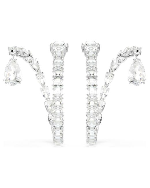 Swarovski Metallic Matrix Hoop Earrings, Mixed Cuts, Rhodium Plated