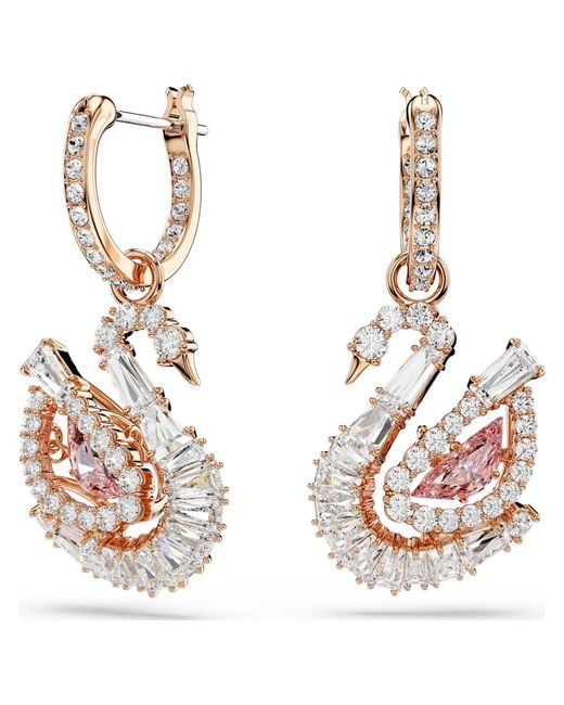 Swarovski Metallic Swan Drop Earrings
