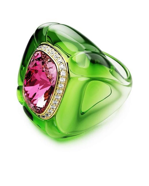 Anello cocktail dulcis, taglio cushion, pavé, multicolore di Swarovski in Green