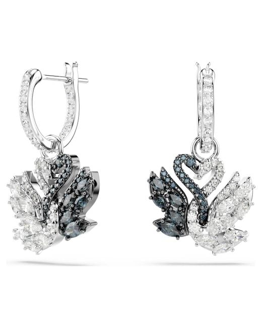 Swarovski Metallic Swan Drop Earrings, Swan, Mixed Metal Finish