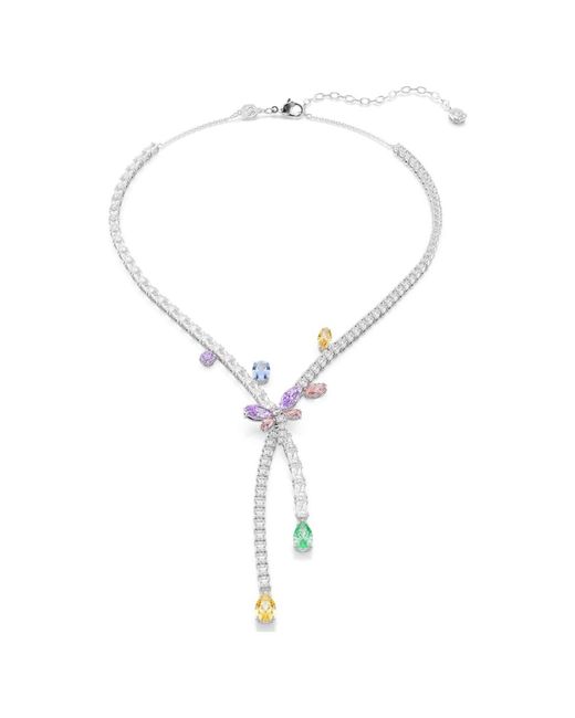 Swarovski Metallic Ariana Grande X Necklace, Mixed Cuts, Dragonfly, Rhodium Plated