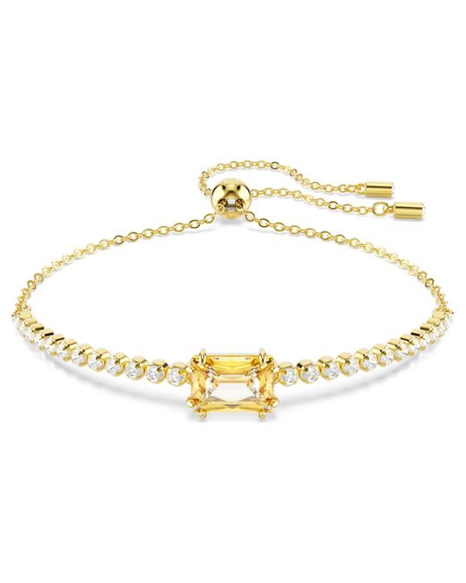 Bracelet tennis matrix, tailles variées, caramel, placage de ton or Swarovski en coloris Metallic