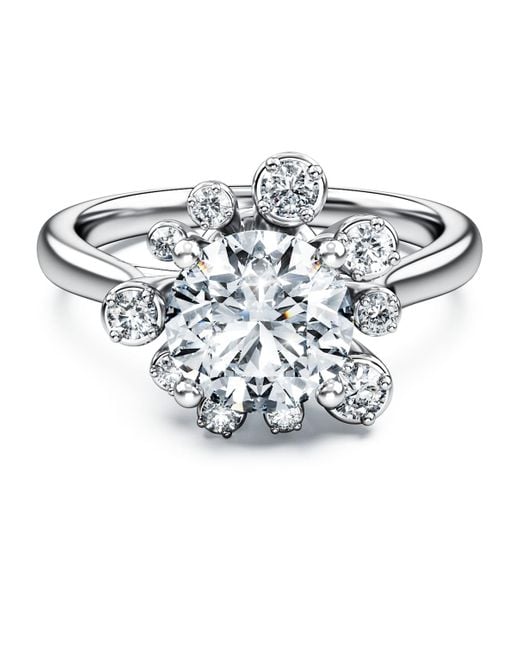 Swarovski Blue Galaxy ring, im labor gezüchteter diamanten 2 ct tw, rundschliff, 18k
