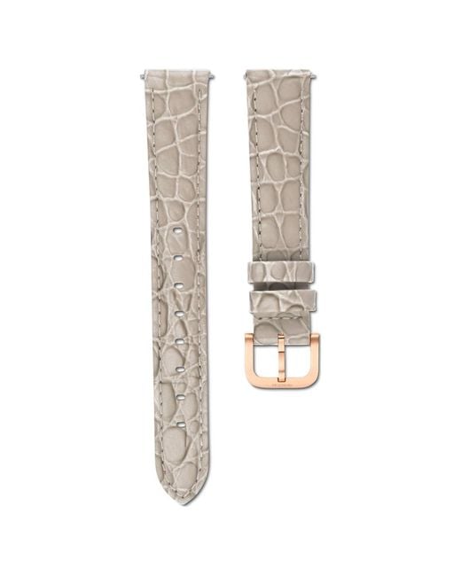 Swarovski Natural Watch Strap, 16 Mm (0.63" Width, Leather With Stitching, Rose-Tone Finish