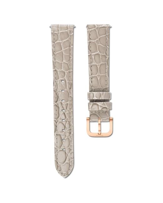Swarovski Natural Watch Strap, 16 Mm (0.63" Width, Leather With Stitching, Rose-Tone Finish