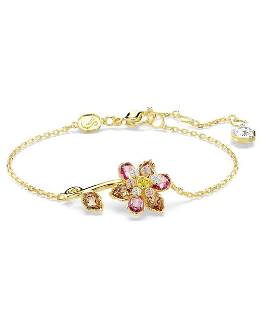 Braccialetto idyllia, taglio misto, fiore di Swarovski in Metallic