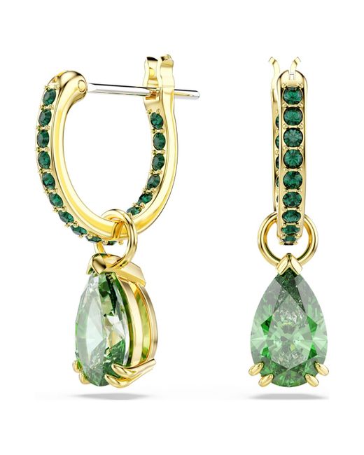 Pendants d'oreilles attract, taille poire Swarovski en coloris Green