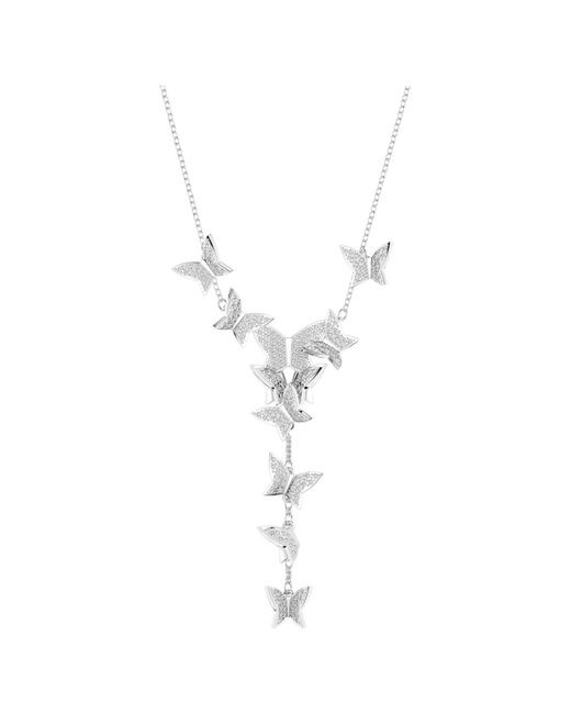 Swarovski Metallic Idyllia Lilia Y Necklace, Butterfly, Rhodium Plated
