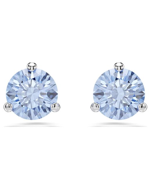 Swarovski Blue Solitaire Stud Earrings, Light, Rhodium Plated