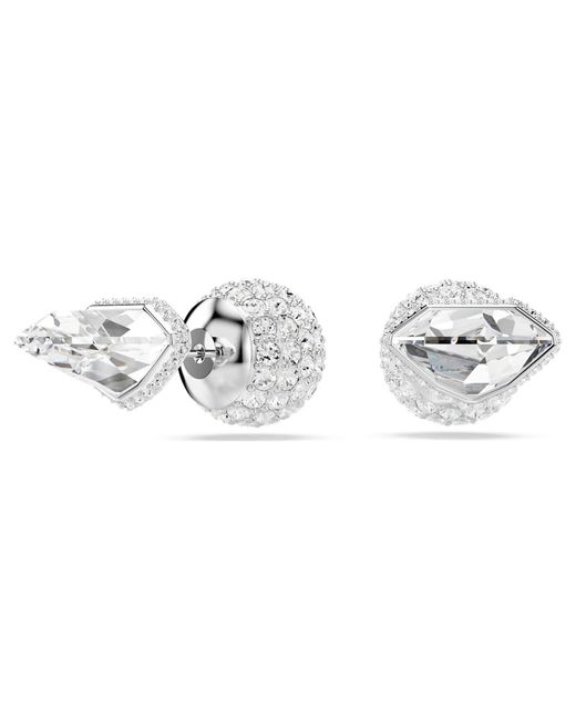 Swarovski Metallic Lucent Stud Earrings, Pavé, Ball, Rhodium Plated