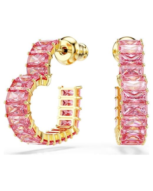 Swarovski Pink Matrix kreolen, baguette-schliff, herz, klein