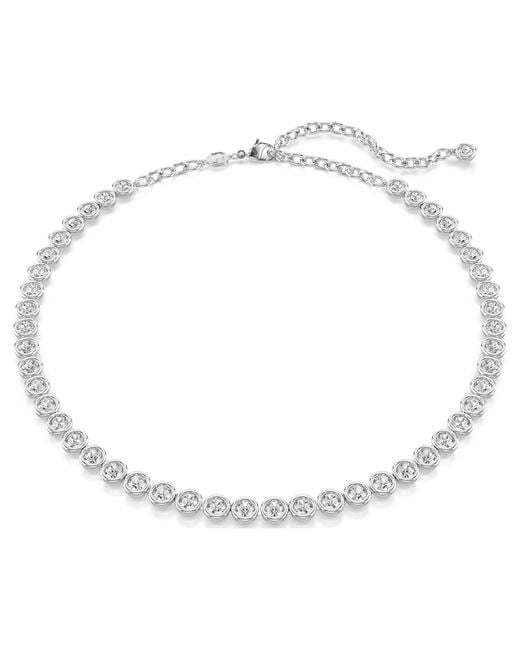 Swarovski Metallic Imber Tennis Necklace, Round Cut, Rhodium Plated