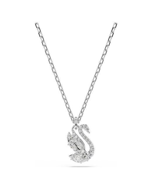 Swarovski Metallic Swan Pendant, Mixed Cuts, Swan, Rhodium Plated