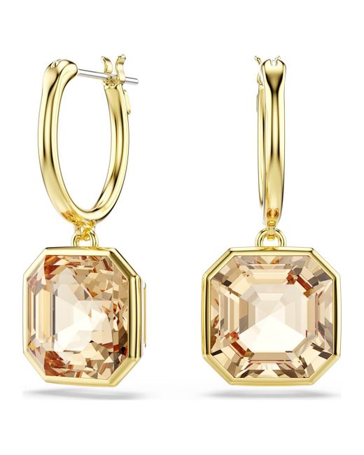 Swarovski Metallic Millenia drop-ohrhänger, kissenschliff, karamell, goldlegierungsschicht
